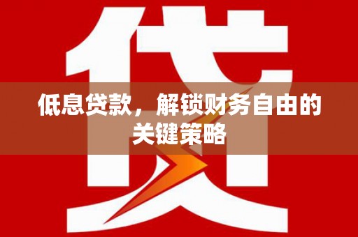 南城低息贷款，解锁财务自由的关键策略