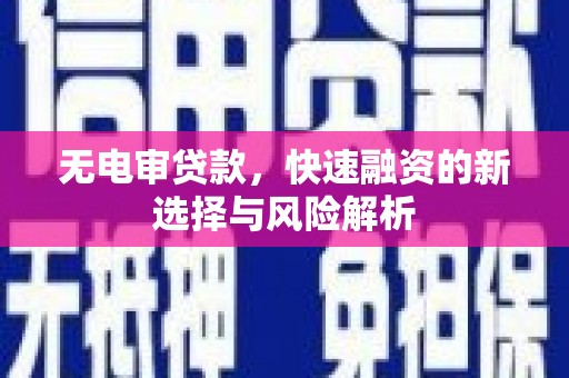 南城无电审贷款，快速融资的新选择与风险解析