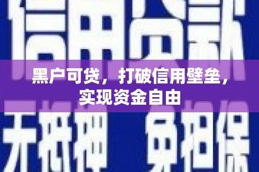 南城黑户可贷，打破信用壁垒，实现资金自由