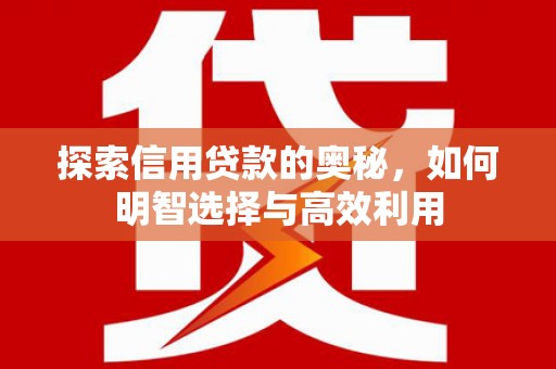 南城探索信用贷款的奥秘，如何明智选择与高效利用