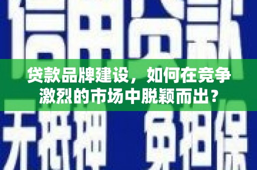 南城贷款品牌建设，如何在竞争激烈的市场中脱颖而出？