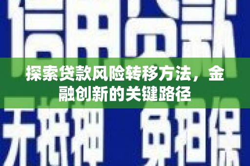 南城探索贷款风险转移方法，金融创新的关键路径